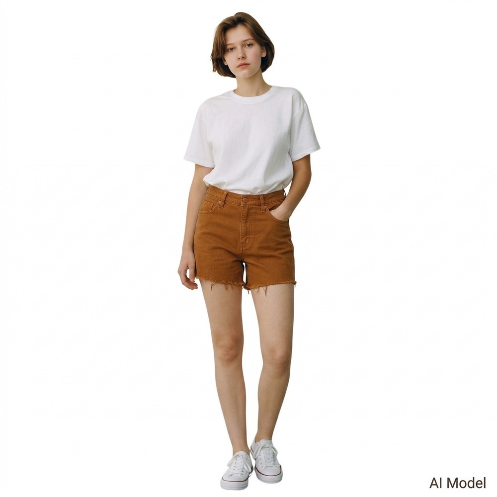 Universal‎ Thread 5-Pocket Solid Vintage Midi Cut-Off Shorts Women 10 Brown